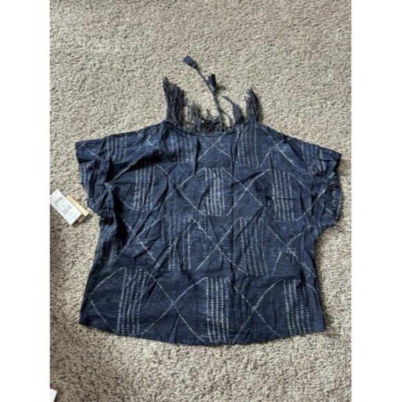 Demin & Supply Ralph Lauren Fringe Lace up V neck Top Boho Hippie Size Small - Picture 11 of 13